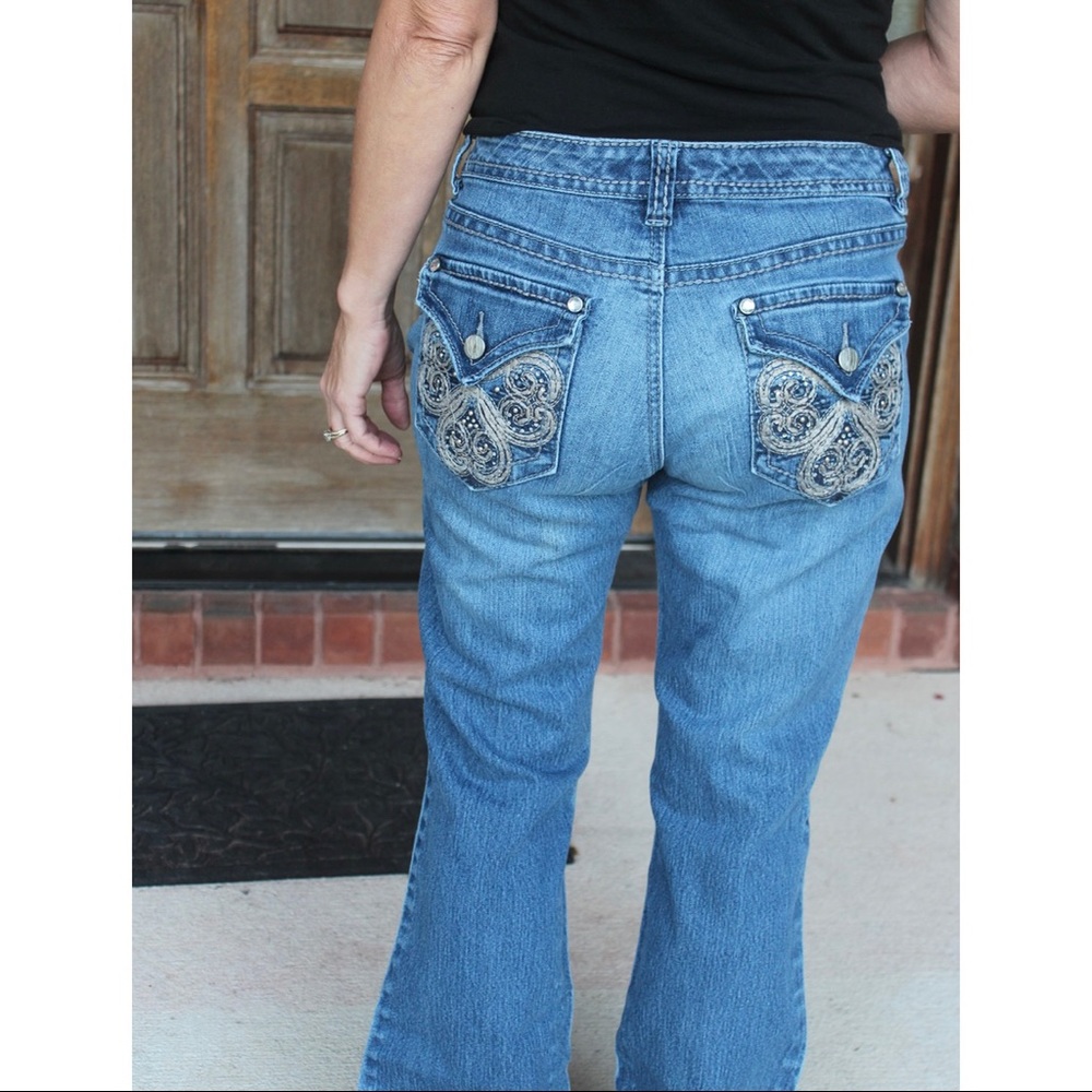 Nine West Embellished Pocket Denim Jeans